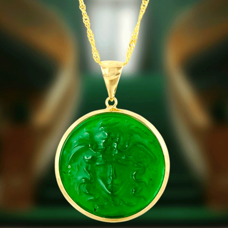 Savvy Cie Venetian Green Glass Medusa Pendant 18k Gold-Plated Chain Necklace Nwt 99$